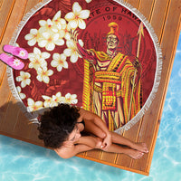 Hawaii King Kamehameha Beach Blanket Plumeria Lauhala Pattern