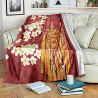 Hawaii King Kamehameha Blanket Plumeria Lauhala Pattern
