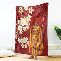 Hawaii King Kamehameha Blanket Plumeria Lauhala Pattern
