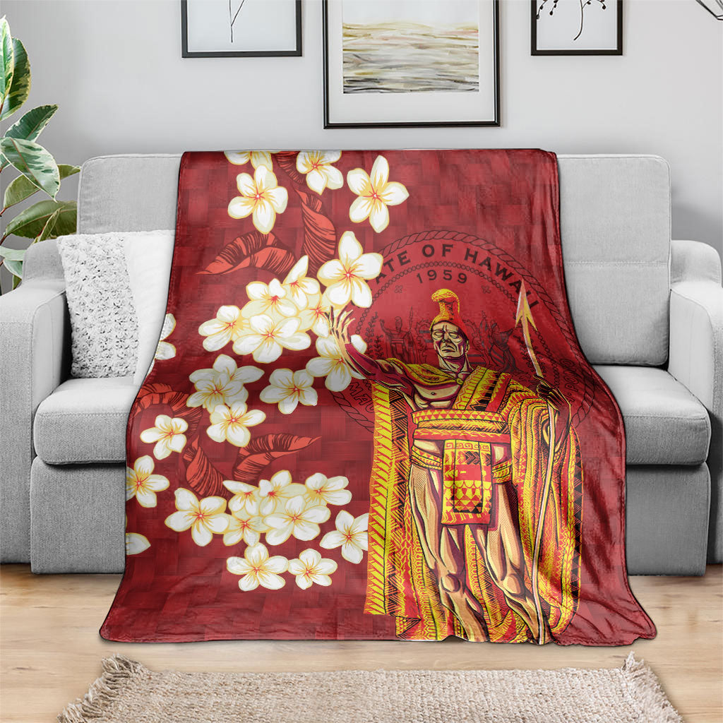 Hawaii King Kamehameha Blanket Plumeria Lauhala Pattern