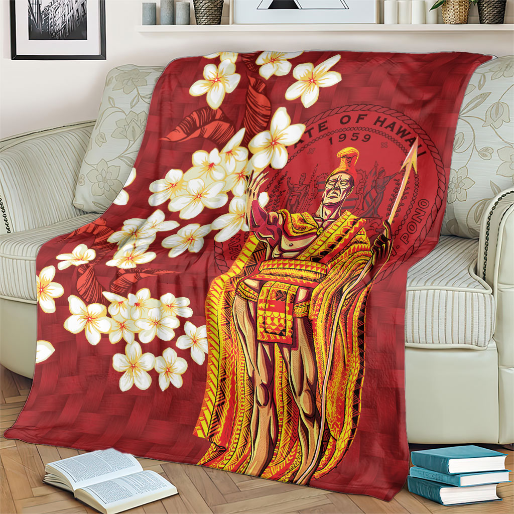 Hawaii King Kamehameha Blanket Plumeria Lauhala Pattern