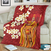 Hawaii King Kamehameha Blanket Plumeria Lauhala Pattern