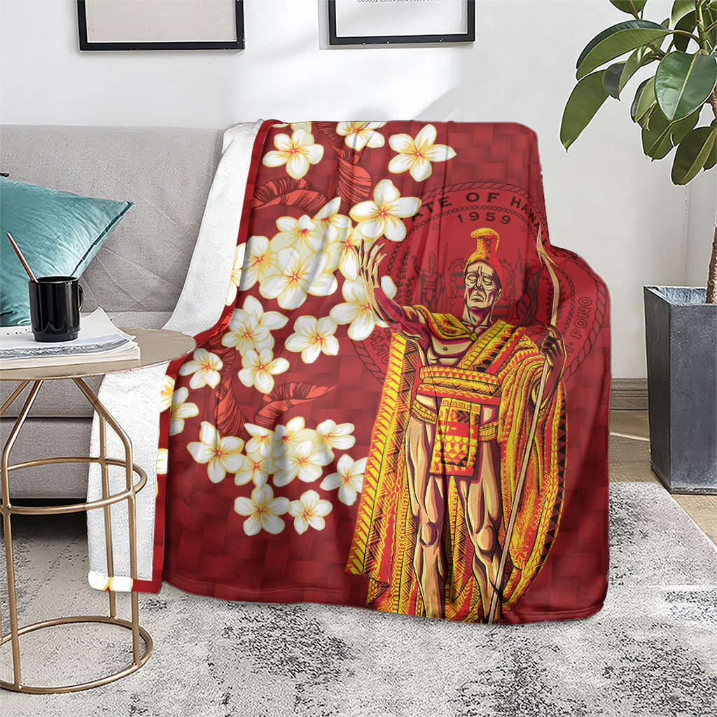Hawaii King Kamehameha Blanket Plumeria Lauhala Pattern