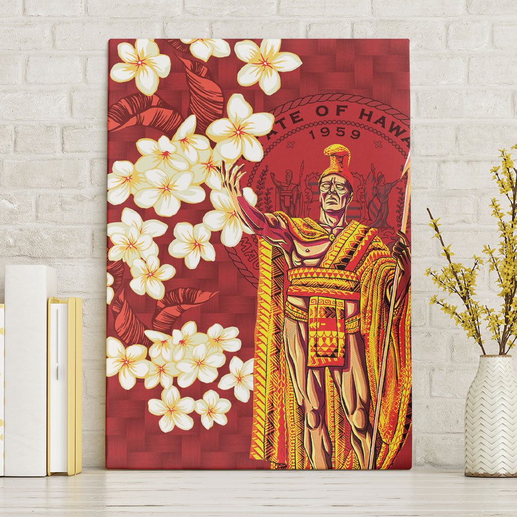 Hawaii King Kamehameha Canvas Wall Art Plumeria Lauhala Pattern