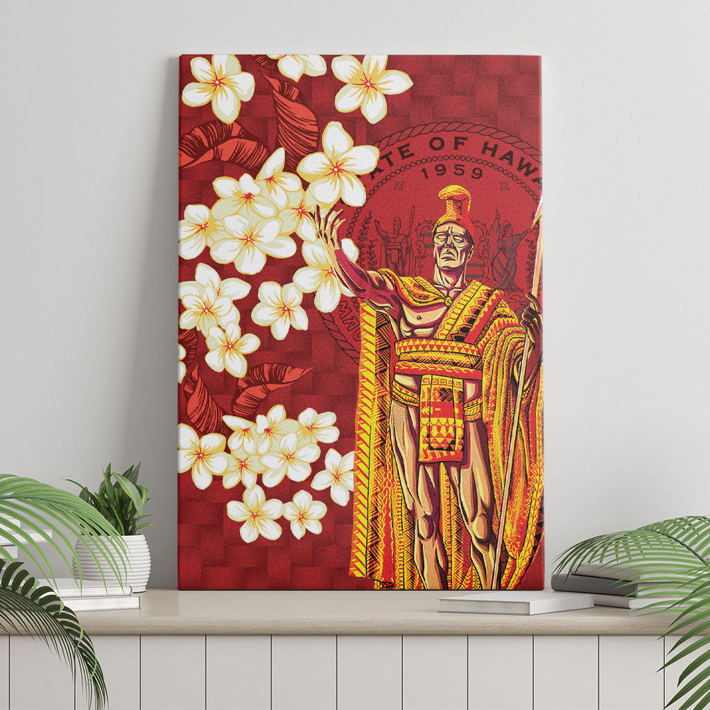 Hawaii King Kamehameha Canvas Wall Art Plumeria Lauhala Pattern