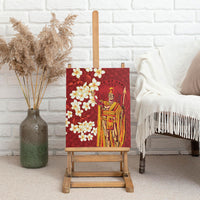 Hawaii King Kamehameha Canvas Wall Art Plumeria Lauhala Pattern
