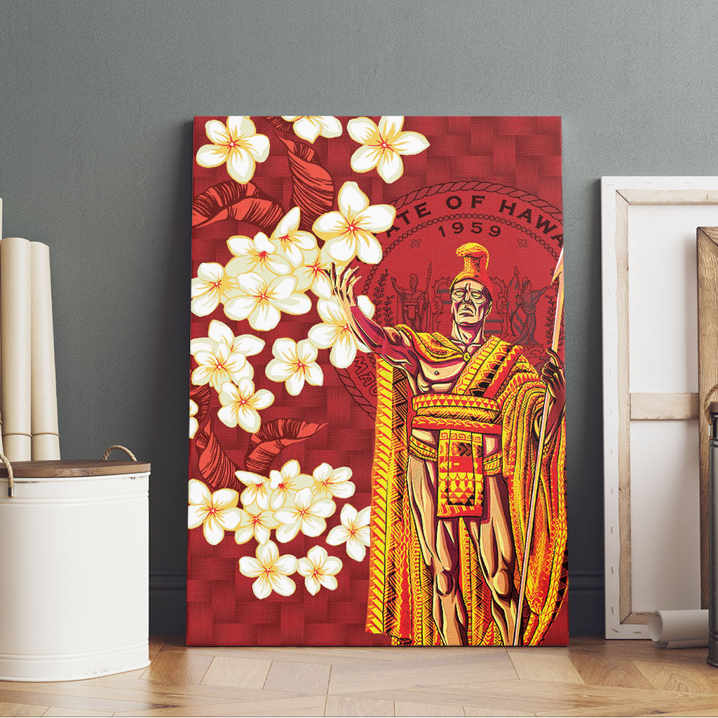 Hawaii King Kamehameha Canvas Wall Art Plumeria Lauhala Pattern