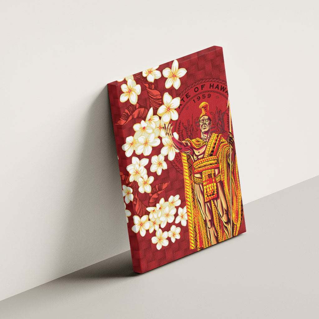 Hawaii King Kamehameha Canvas Wall Art Plumeria Lauhala Pattern