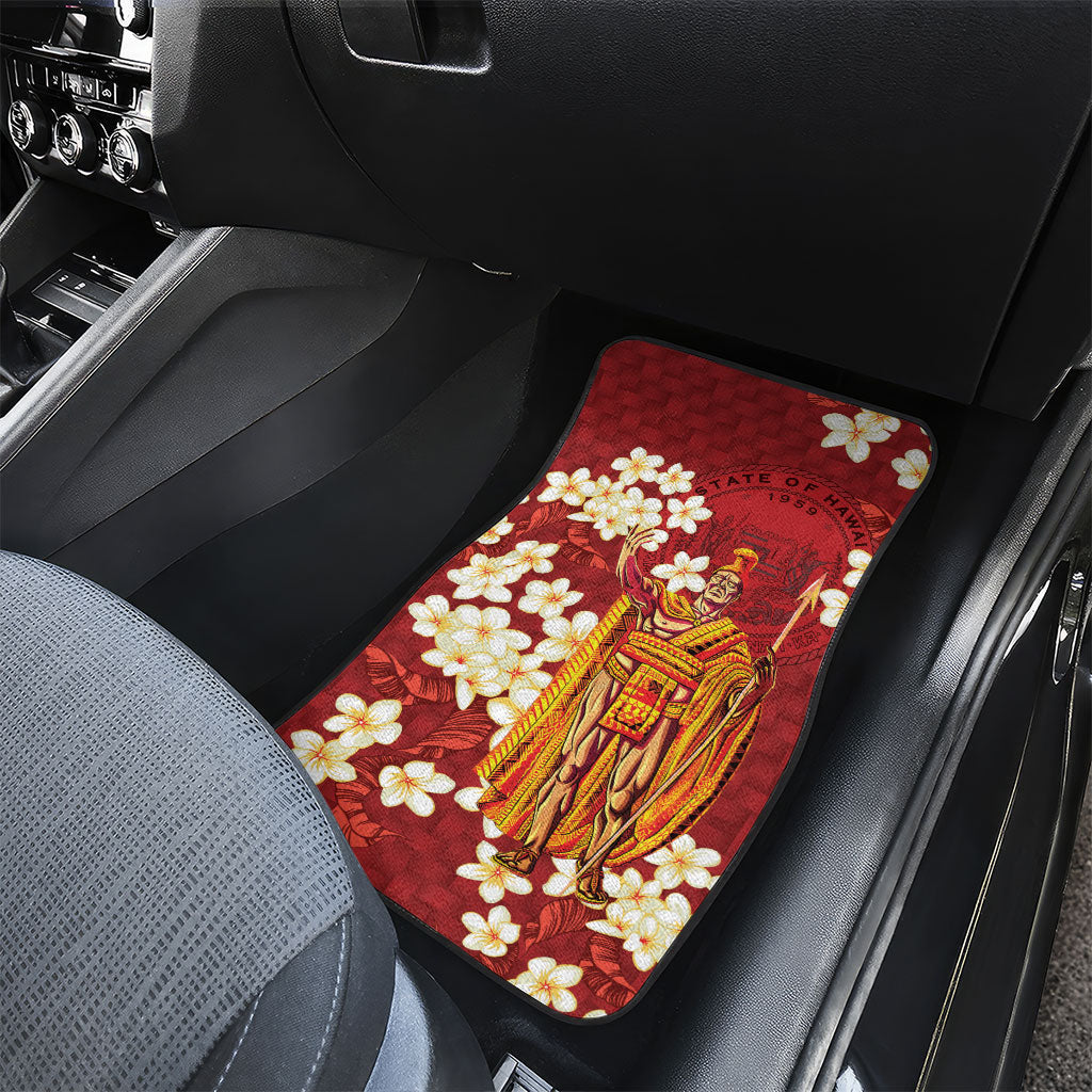 Hawaii King Kamehameha Car Mats Plumeria Lauhala Pattern