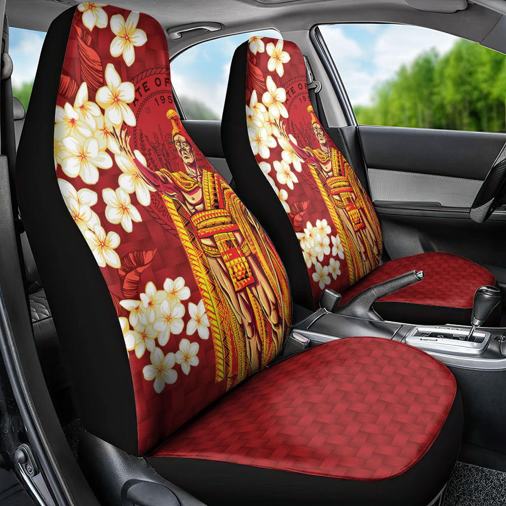 Hawaii King Kamehameha Car Seat Cover Plumeria Lauhala Pattern