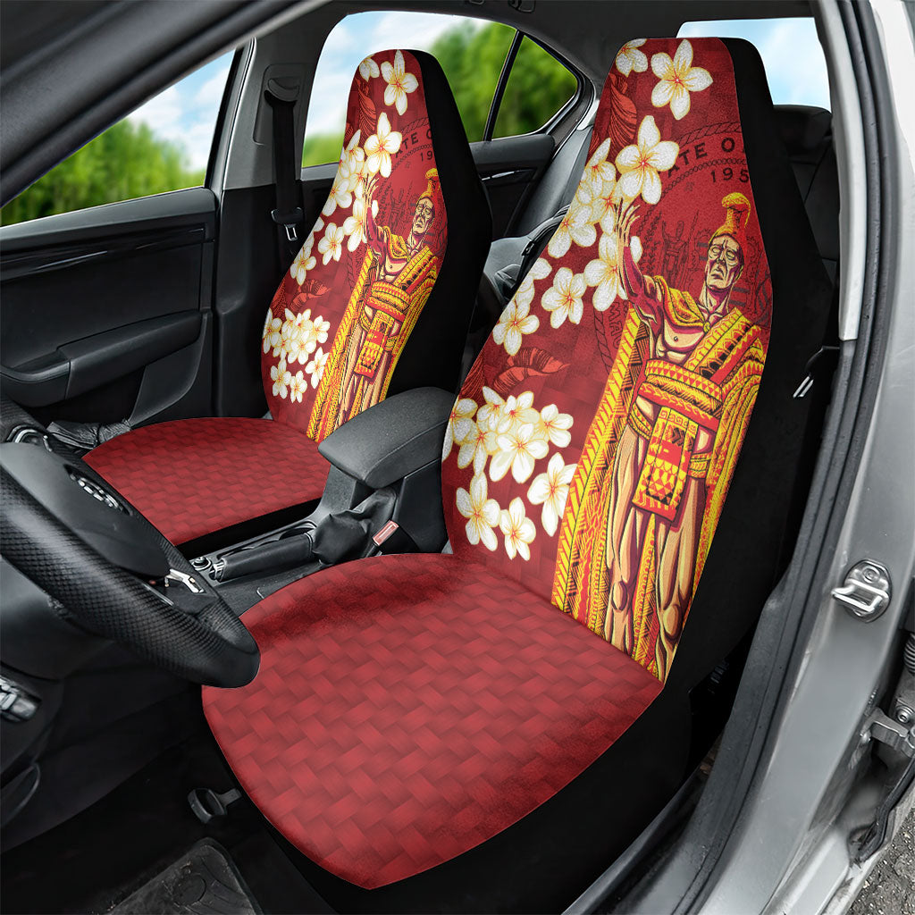 Hawaii King Kamehameha Car Seat Cover Plumeria Lauhala Pattern