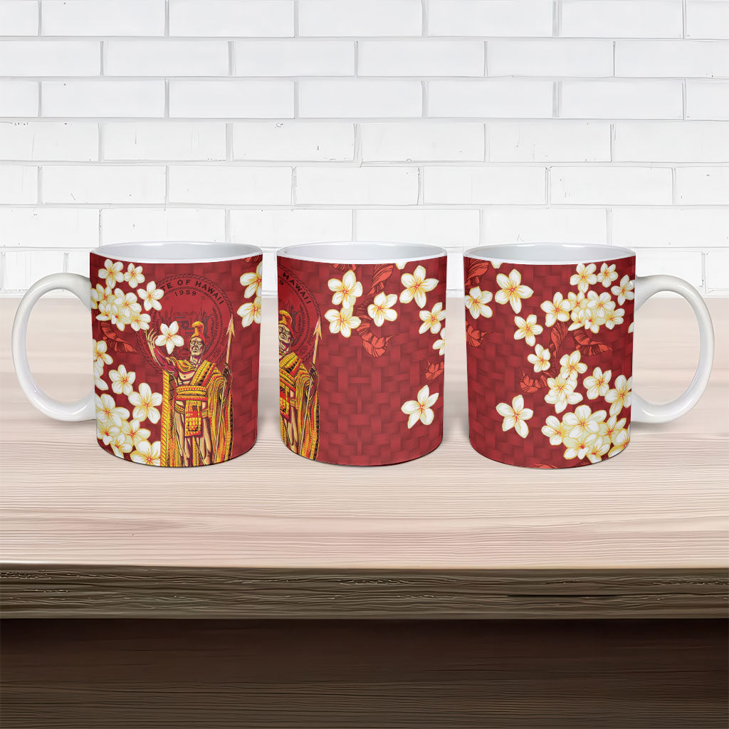 Hawaii King Kamehameha Ceramic Mug Plumeria Lauhala Pattern