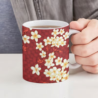 Hawaii King Kamehameha Ceramic Mug Plumeria Lauhala Pattern