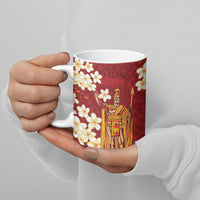 Hawaii King Kamehameha Ceramic Mug Plumeria Lauhala Pattern