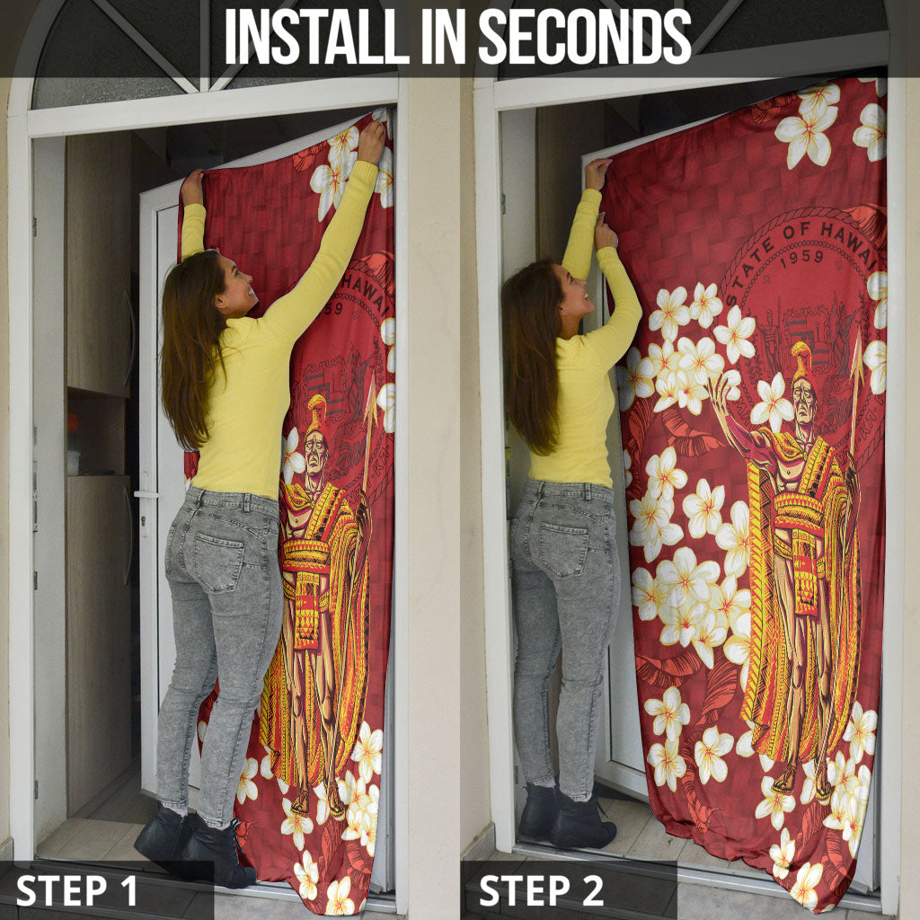 Hawaii King Kamehameha Door Cover Plumeria Lauhala Pattern