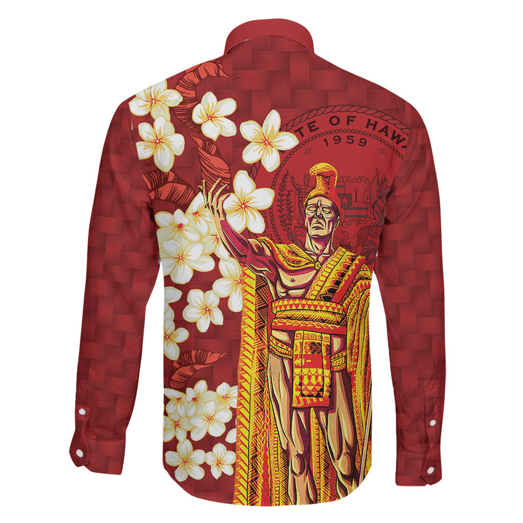 Hawaii King Kamehameha Family Matching Long Sleeve Bodycon Dress and Hawaiian Shirt Plumeria Lauhala Pattern LT01 - Polynesian Pride