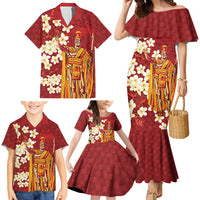 Hawaii King Kamehameha Family Matching Mermaid Dress and Hawaiian Shirt Plumeria Lauhala Pattern