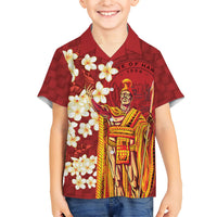 Hawaii King Kamehameha Family Matching Off Shoulder Maxi Dress and Hawaiian Shirt Plumeria Lauhala Pattern