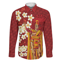Hawaii King Kamehameha Family Matching Short Sleeve Bodycon Dress and Hawaiian Shirt Plumeria Lauhala Pattern