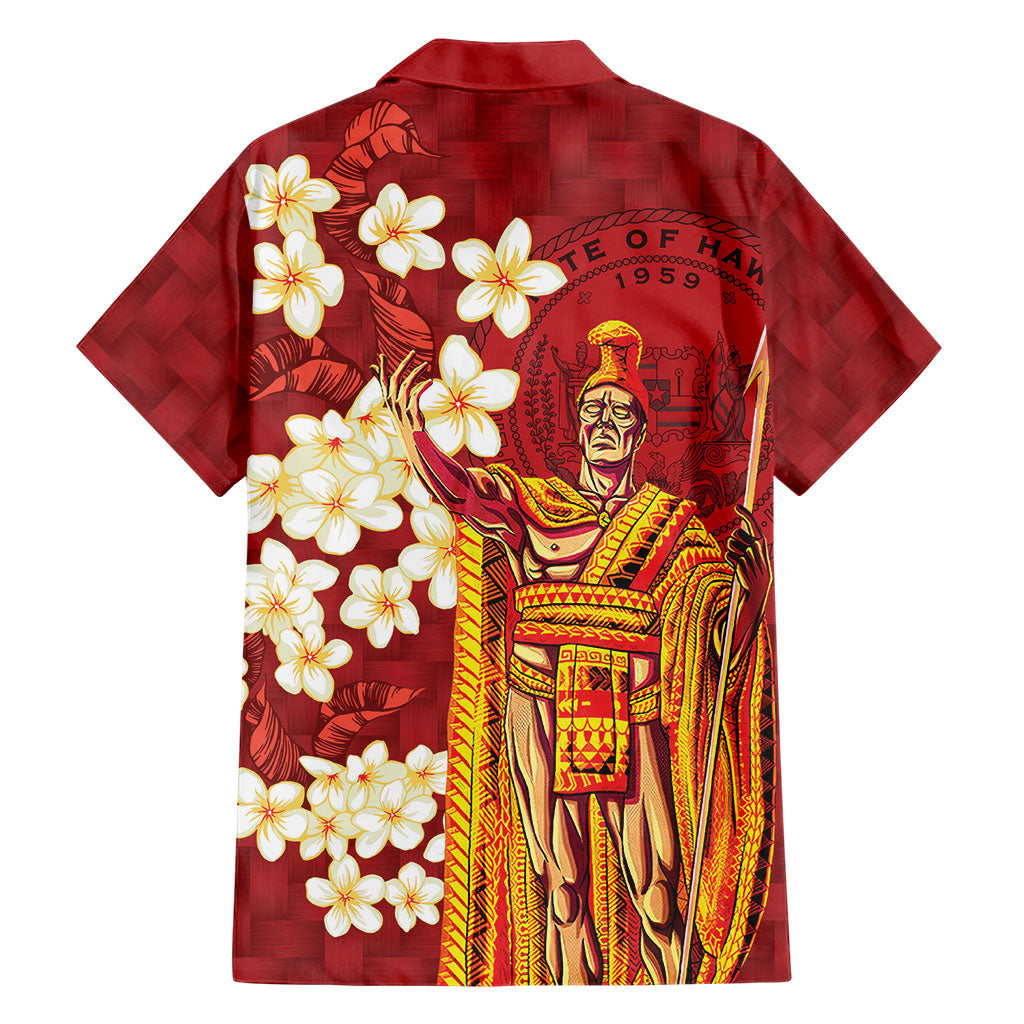 Hawaii King Kamehameha Family Matching Tank Maxi Dress and Hawaiian Shirt Plumeria Lauhala Pattern