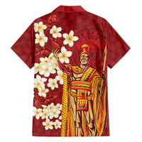 Hawaii King Kamehameha Family Matching Tank Maxi Dress and Hawaiian Shirt Plumeria Lauhala Pattern