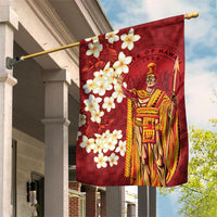 Hawaii King Kamehameha Garden Flag Plumeria Lauhala Pattern LT01 House Flag Red - Polynesian Pride