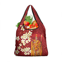 Hawaii King Kamehameha Grocery Bag Plumeria Lauhala Pattern