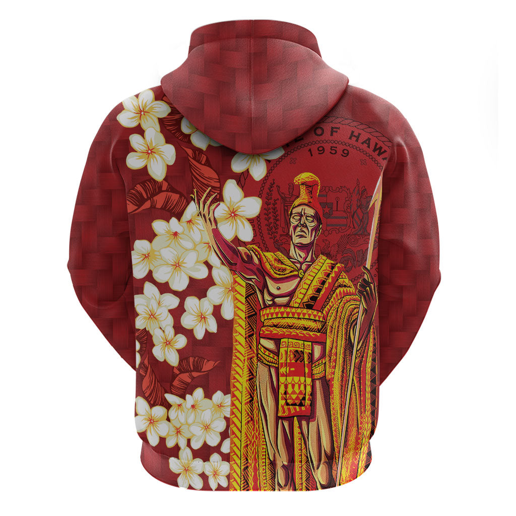 Hawaii King Kamehameha Hoodie Plumeria Lauhala Pattern