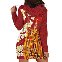 Hawaii King Kamehameha Hoodie Dress Plumeria Lauhala Pattern