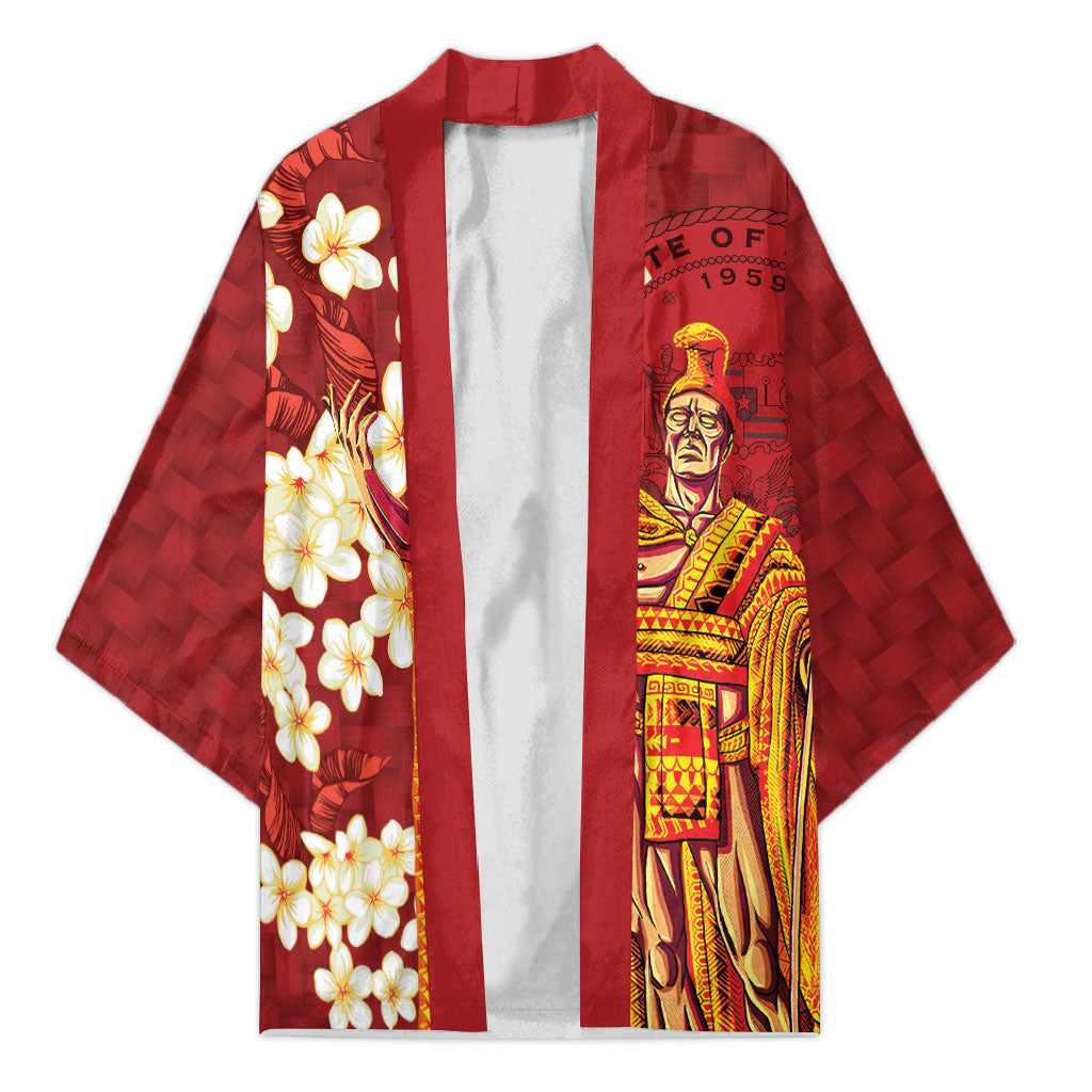 Hawaii King Kamehameha Kimono Plumeria Lauhala Pattern