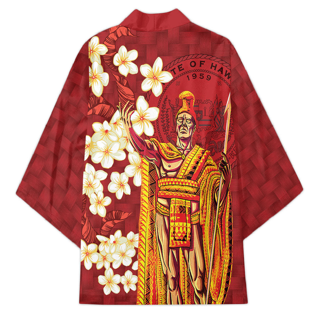 Hawaii King Kamehameha Kimono Plumeria Lauhala Pattern