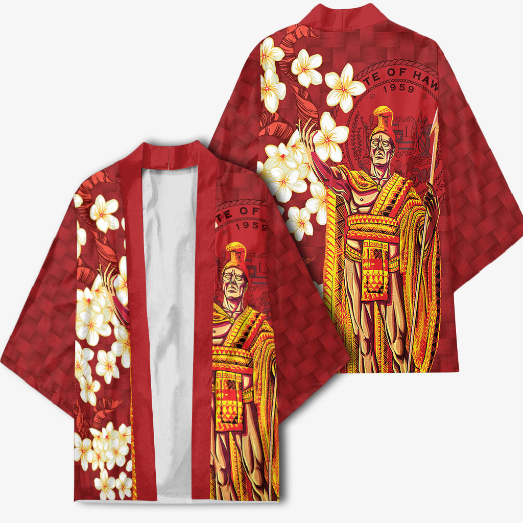 Hawaii King Kamehameha Kimono Plumeria Lauhala Pattern