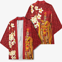 Hawaii King Kamehameha Kimono Plumeria Lauhala Pattern