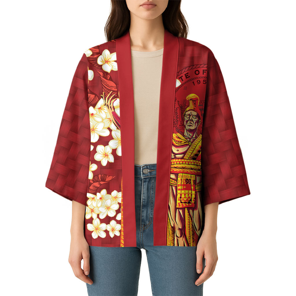 Hawaii King Kamehameha Kimono Plumeria Lauhala Pattern