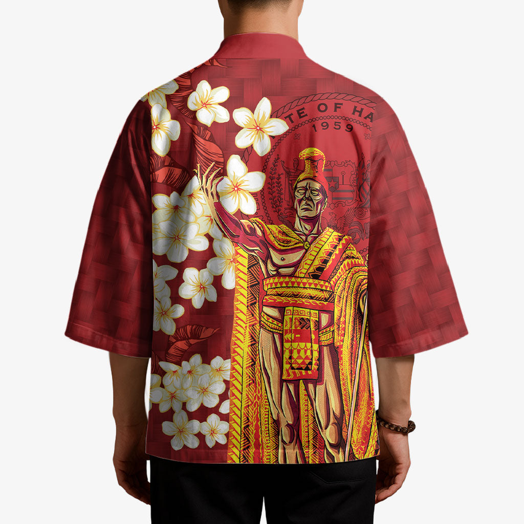 Hawaii King Kamehameha Kimono Plumeria Lauhala Pattern