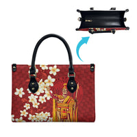 Hawaii King Kamehameha Leather Bag Plumeria Lauhala Pattern