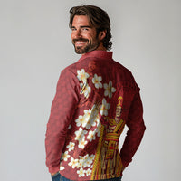 Hawaii King Kamehameha Long Sleeve Polo Shirt Plumeria Lauhala Pattern LT01 - Polynesian Pride
