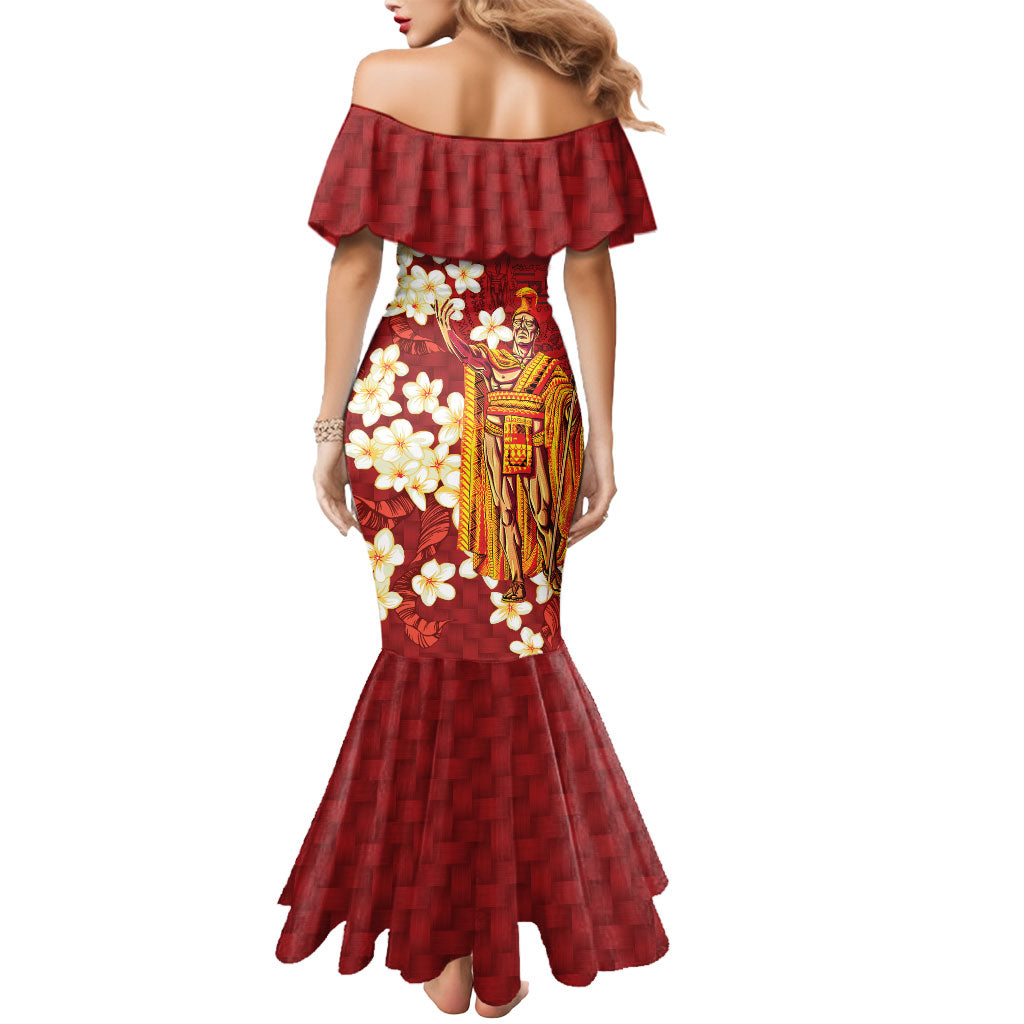 Hawaii King Kamehameha Mermaid Dress Plumeria Lauhala Pattern