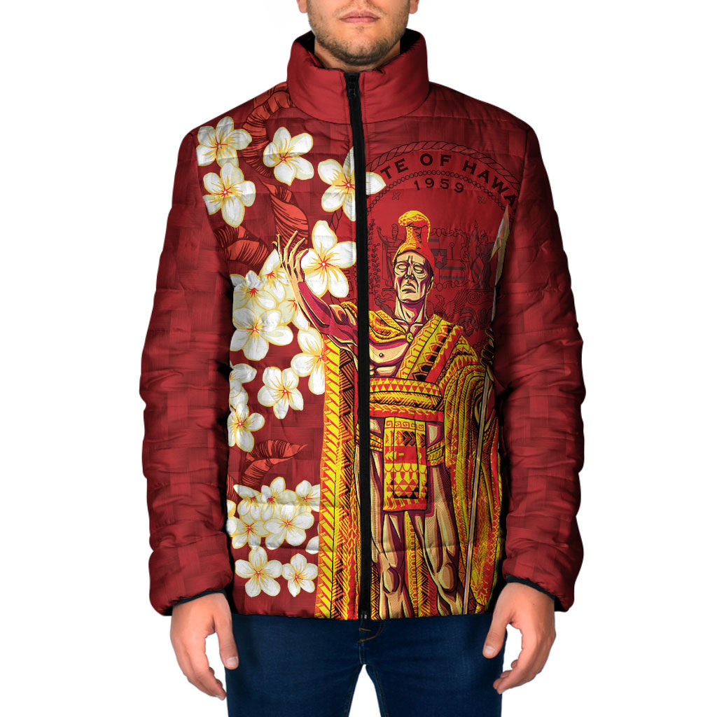 Hawaii King Kamehameha Padded Jacket Plumeria Lauhala Pattern