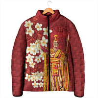 Hawaii King Kamehameha Padded Jacket Plumeria Lauhala Pattern