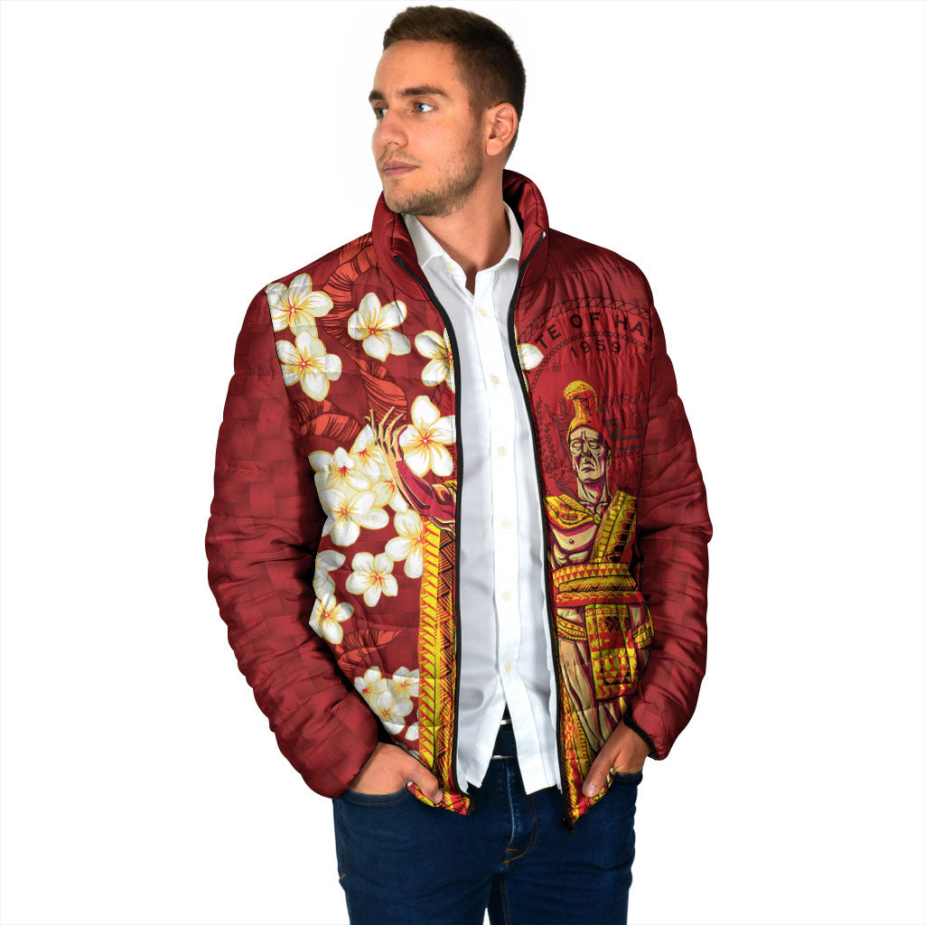 Hawaii King Kamehameha Padded Jacket Plumeria Lauhala Pattern