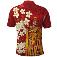 Hawaii King Kamehameha Polo Shirt Plumeria Lauhala Pattern