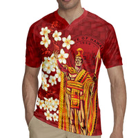 Hawaii King Kamehameha Rugby Jersey Plumeria Lauhala Pattern