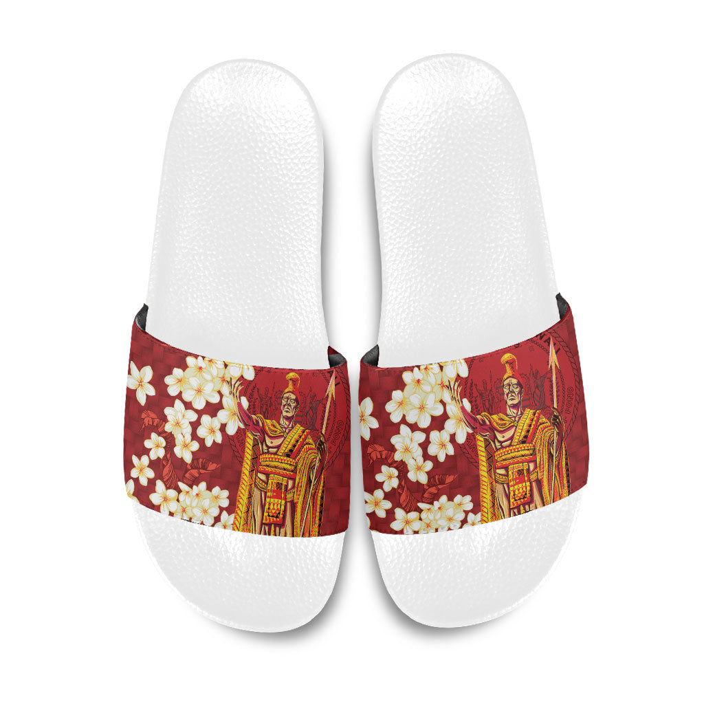 Hawaii King Kamehameha Slide Sandals Plumeria Lauhala Pattern