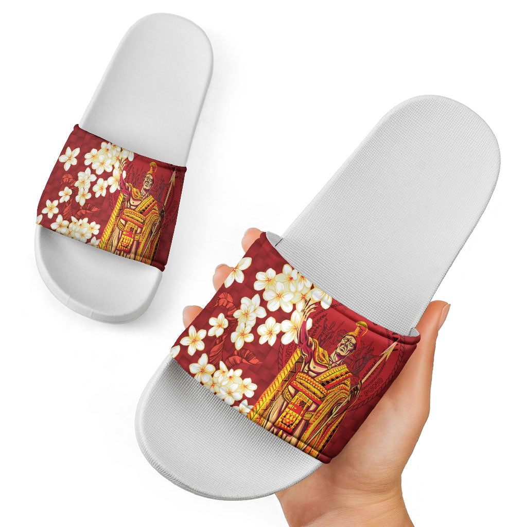Hawaii King Kamehameha Slide Sandals Plumeria Lauhala Pattern