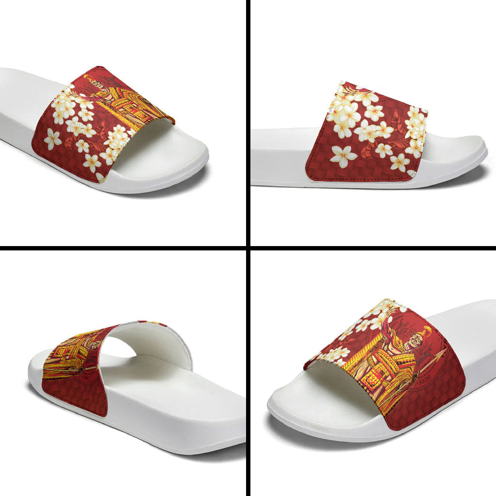 Hawaii King Kamehameha Slide Sandals Plumeria Lauhala Pattern
