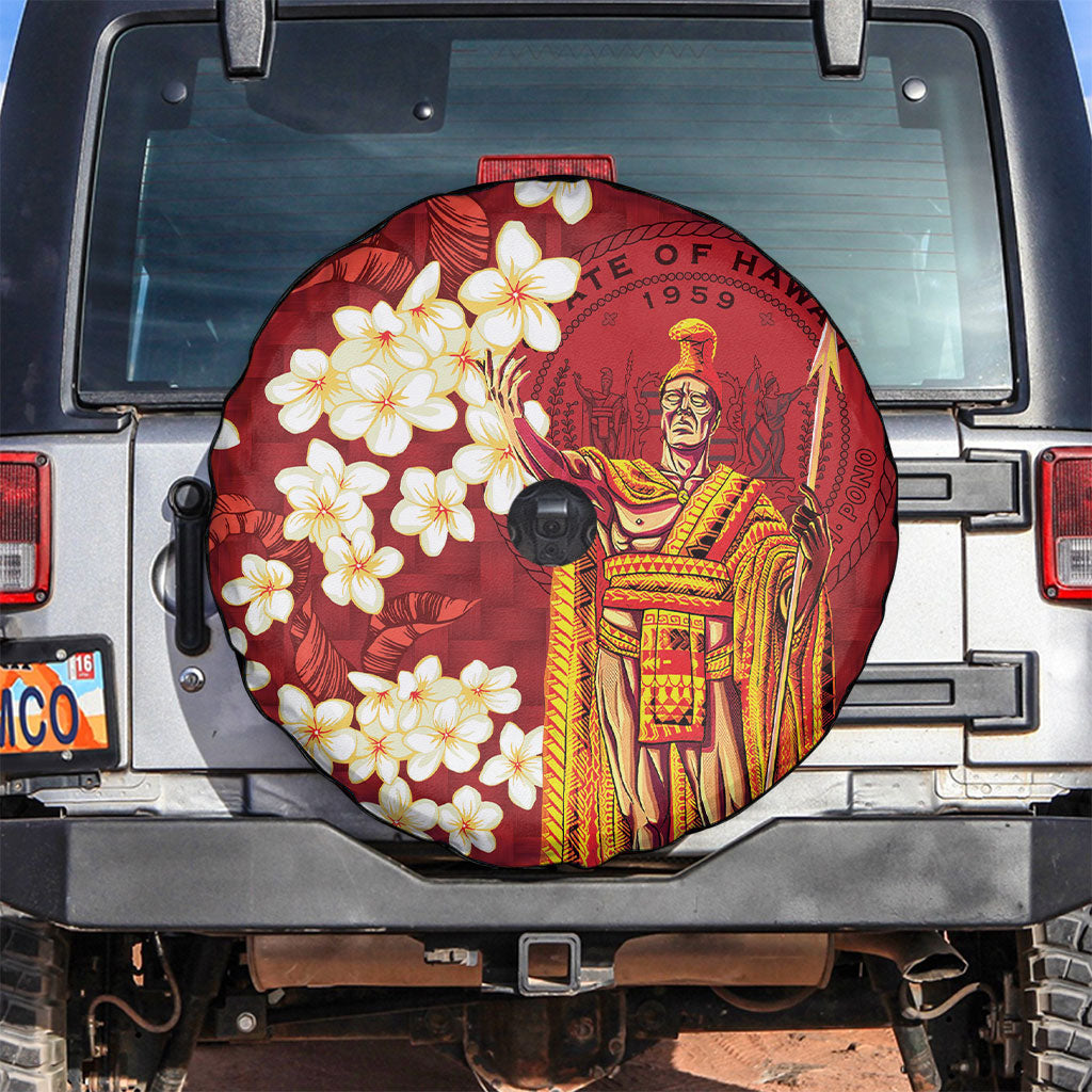 Hawaii King Kamehameha Spare Tire Cover Plumeria Lauhala Pattern