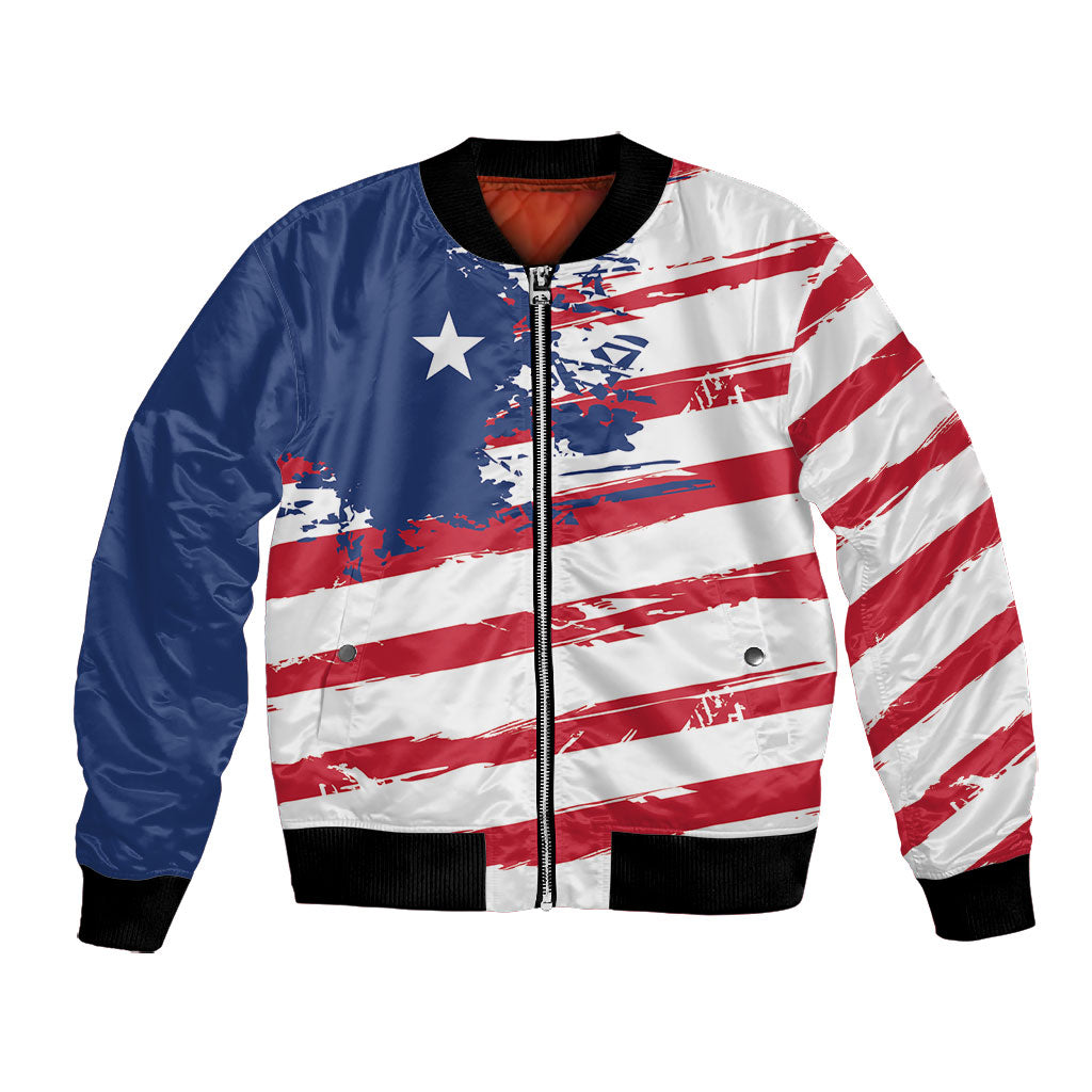 Liberia Flag Bomber Jacket Grunge Stylized LT01 Unisex Multicolor - Polynesian Pride