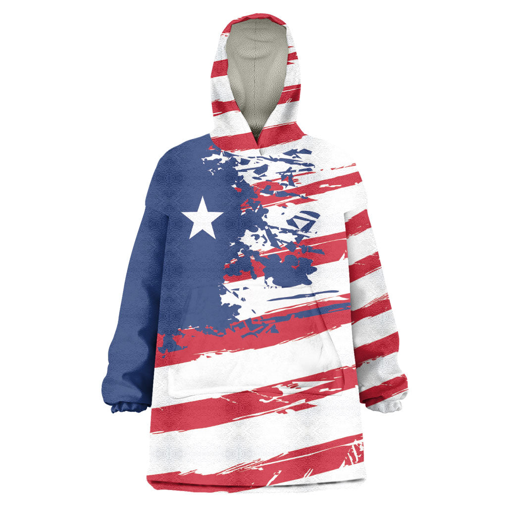 Liberia Flag Wearable Blanket Hoodie Grunge Stylized