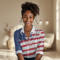 Liberia Flag Women Casual Shirt Grunge Stylized